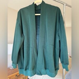 Women’s Oversized OpenFront Cardigan Sweatshirt w Pockets, Green (L)